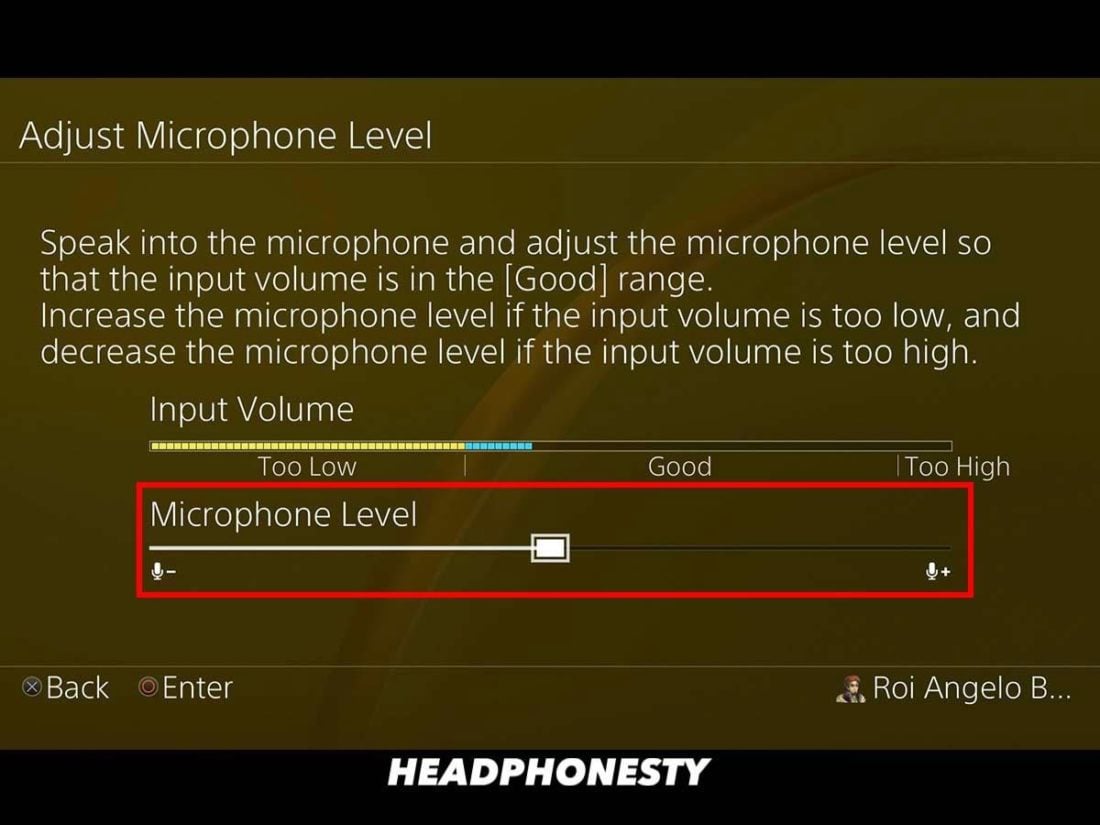 Adjusting the microphone level.