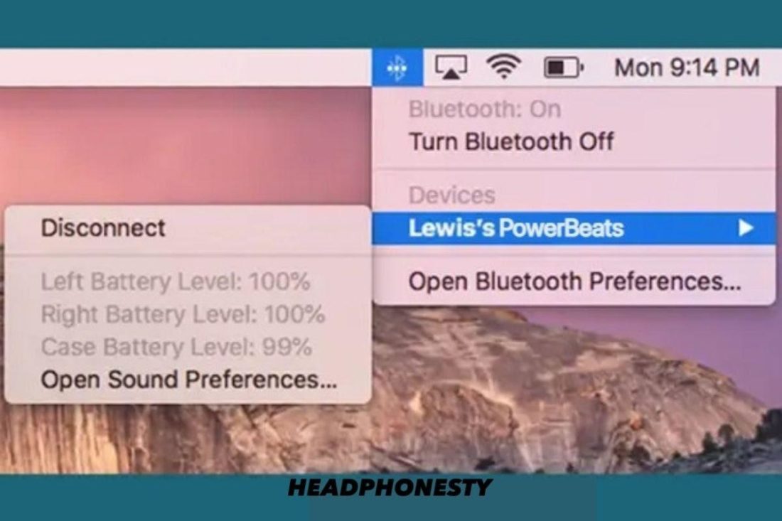 Checking Beats' battery level on Mac