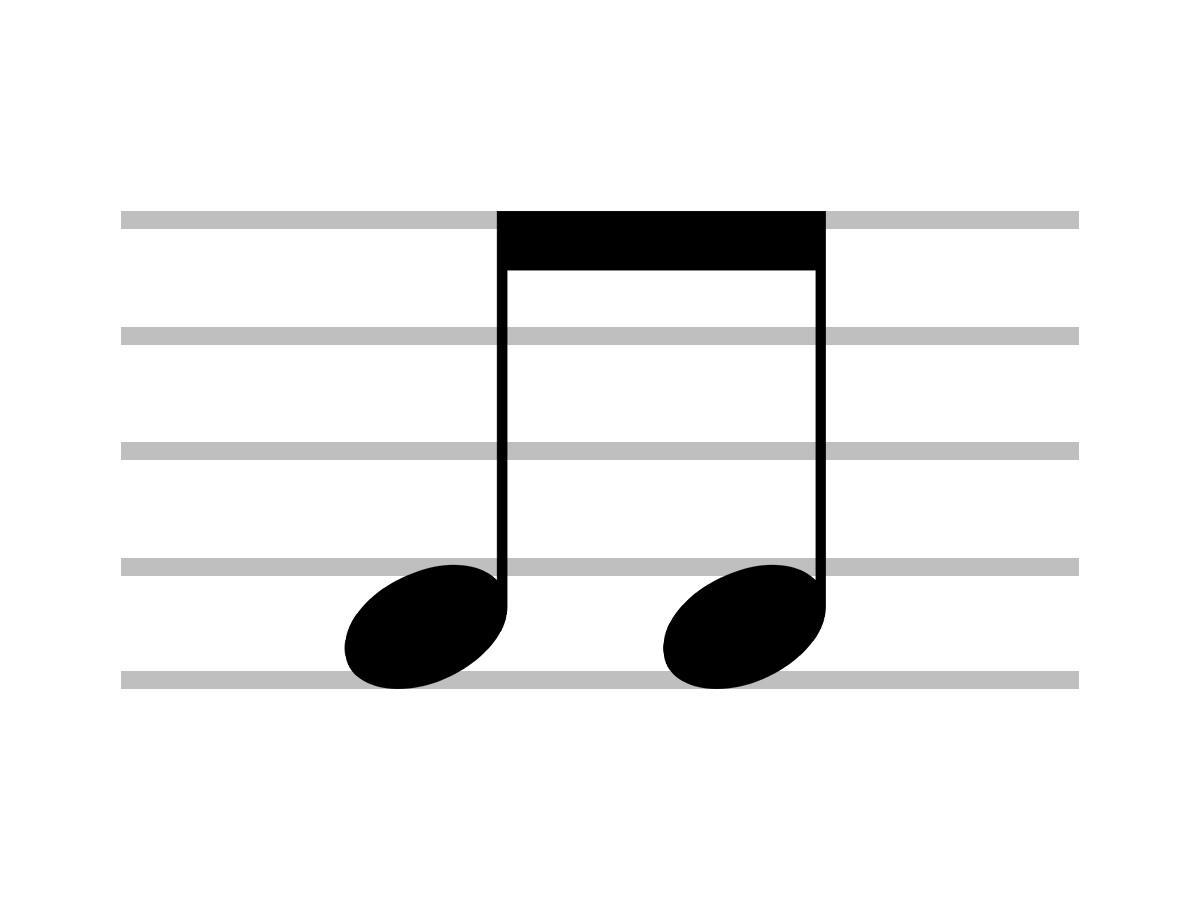 Close look at beamed notes musical symbol
