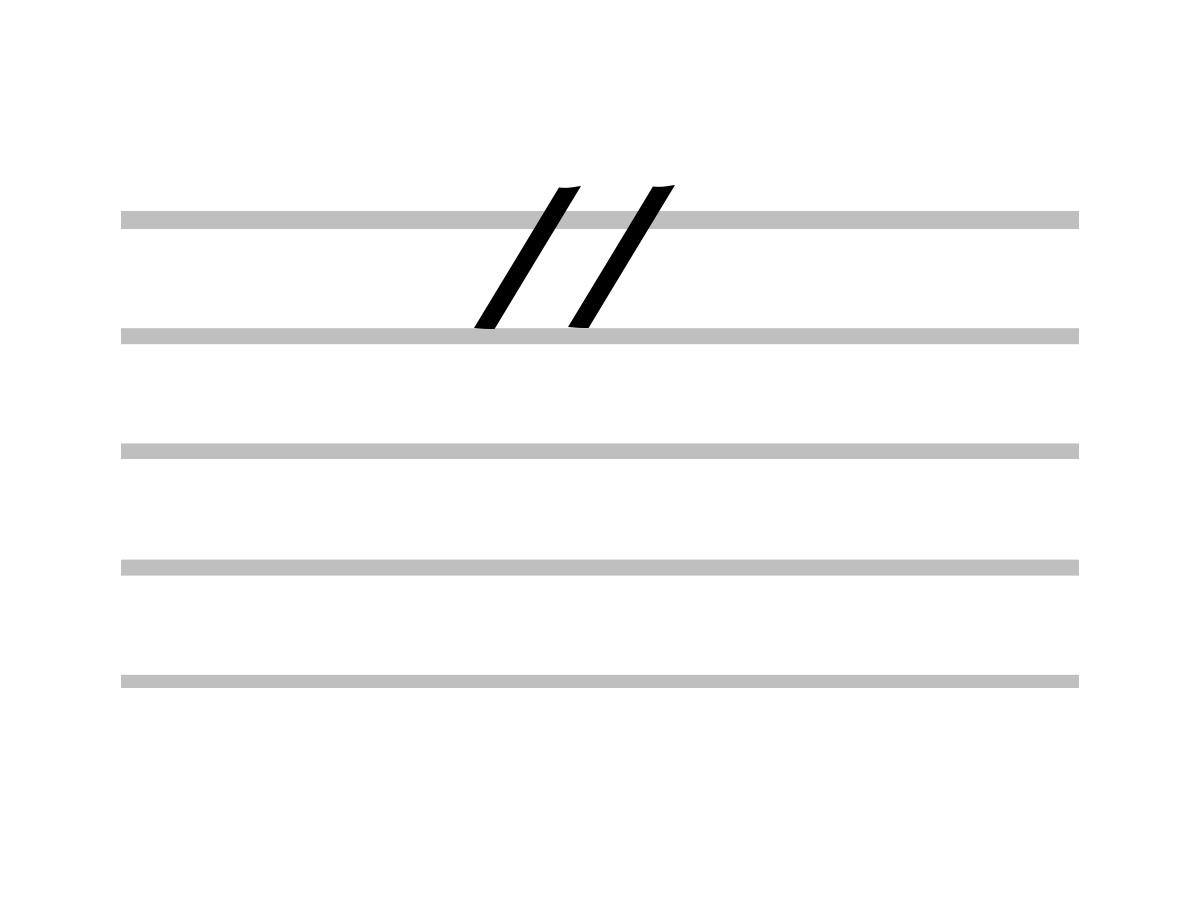 Close look at caesura musical symbol