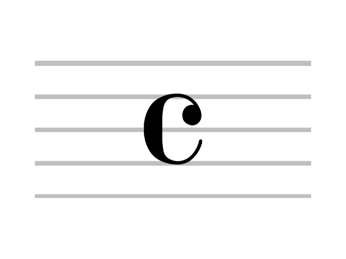 Close look at common time musical symbol