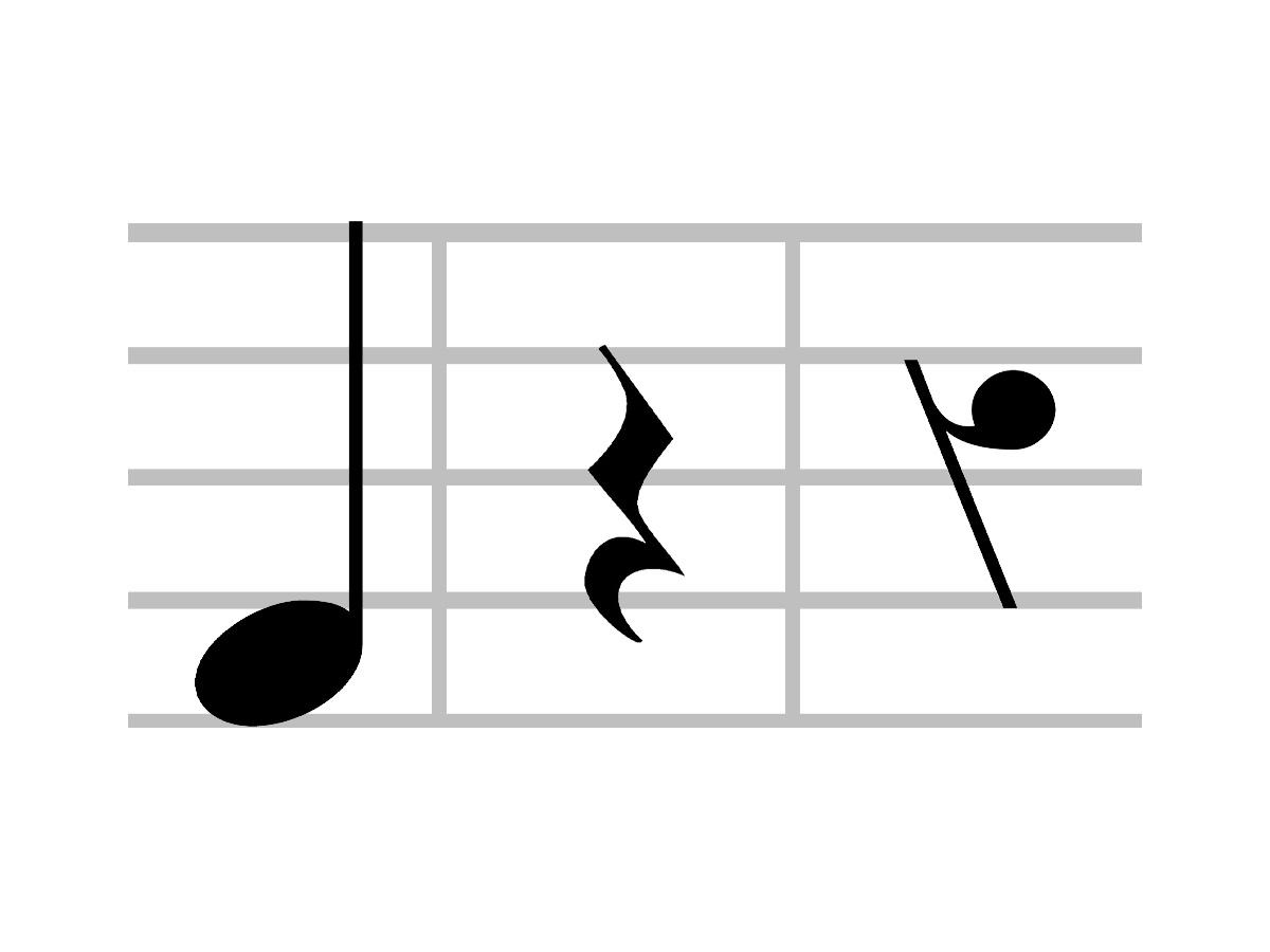 Close look at crotchet or quarter note musical symbol