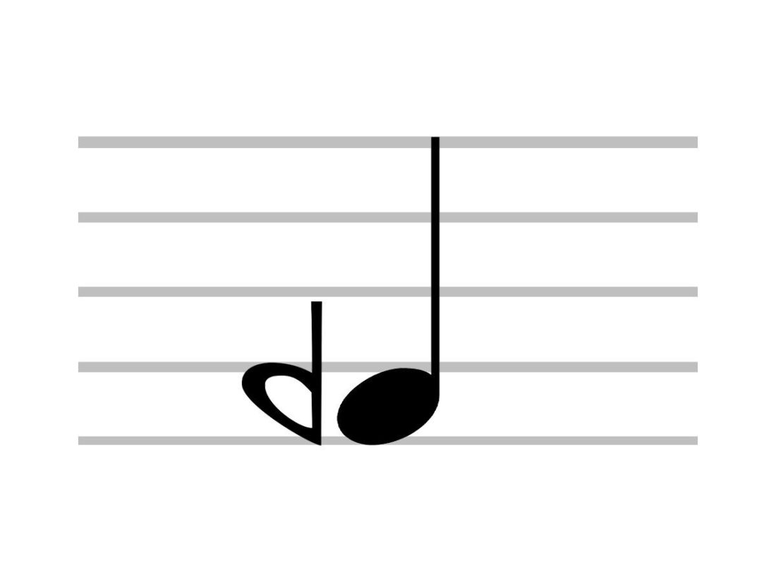 Close look at demiflat musical symbol