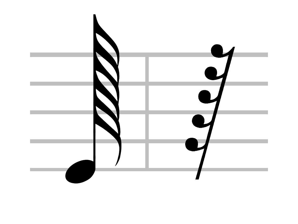 Close look at demisemihemidemisemiquaver musical symbol