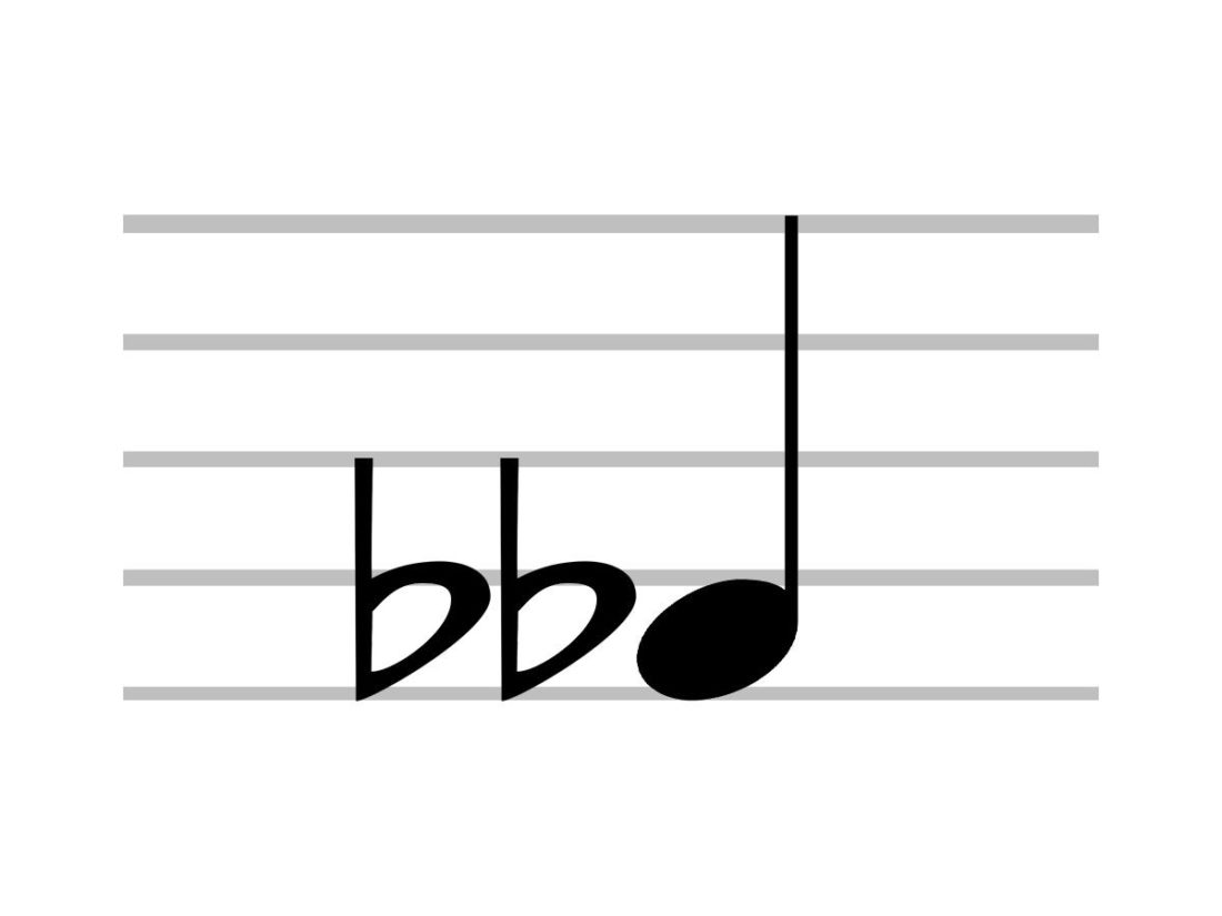 Close look at double flat musical symbol