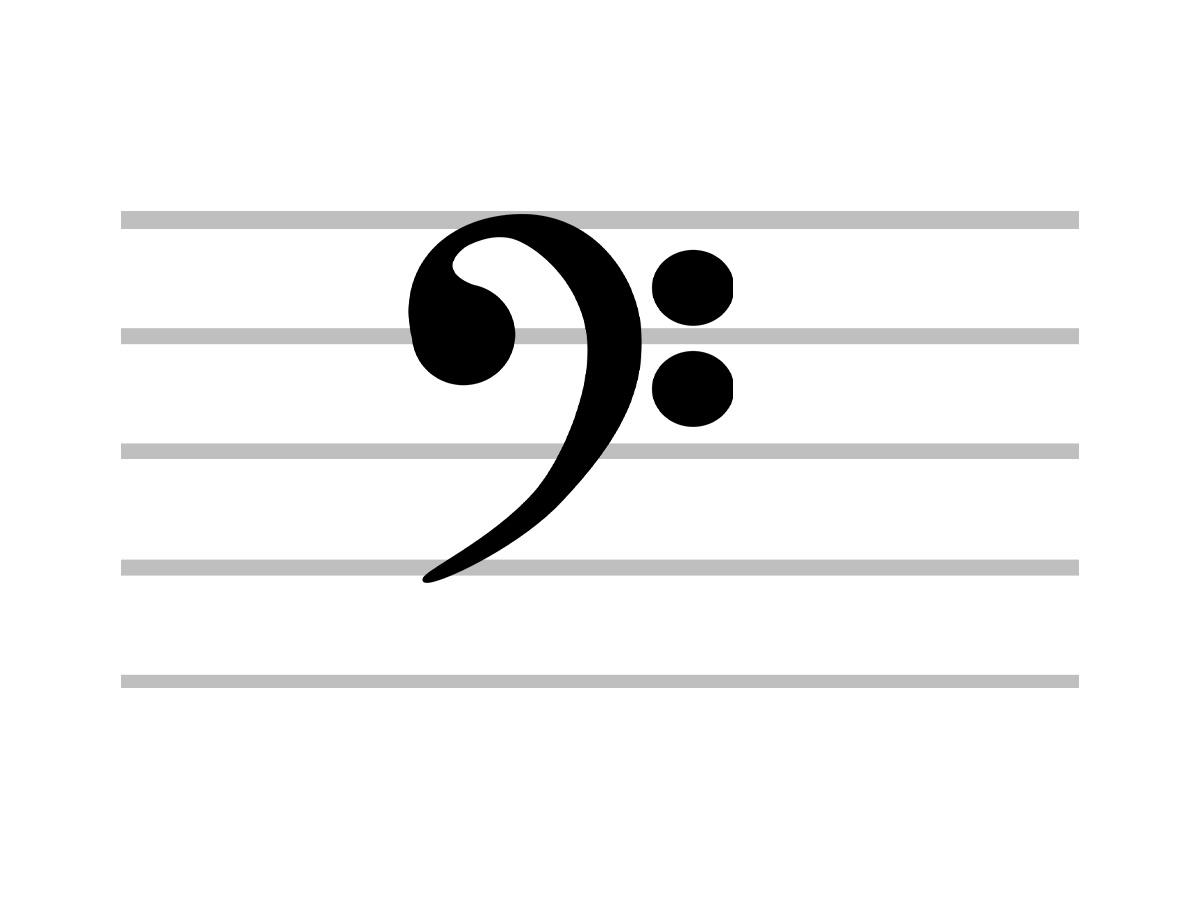 Close look at F clef musical symbol