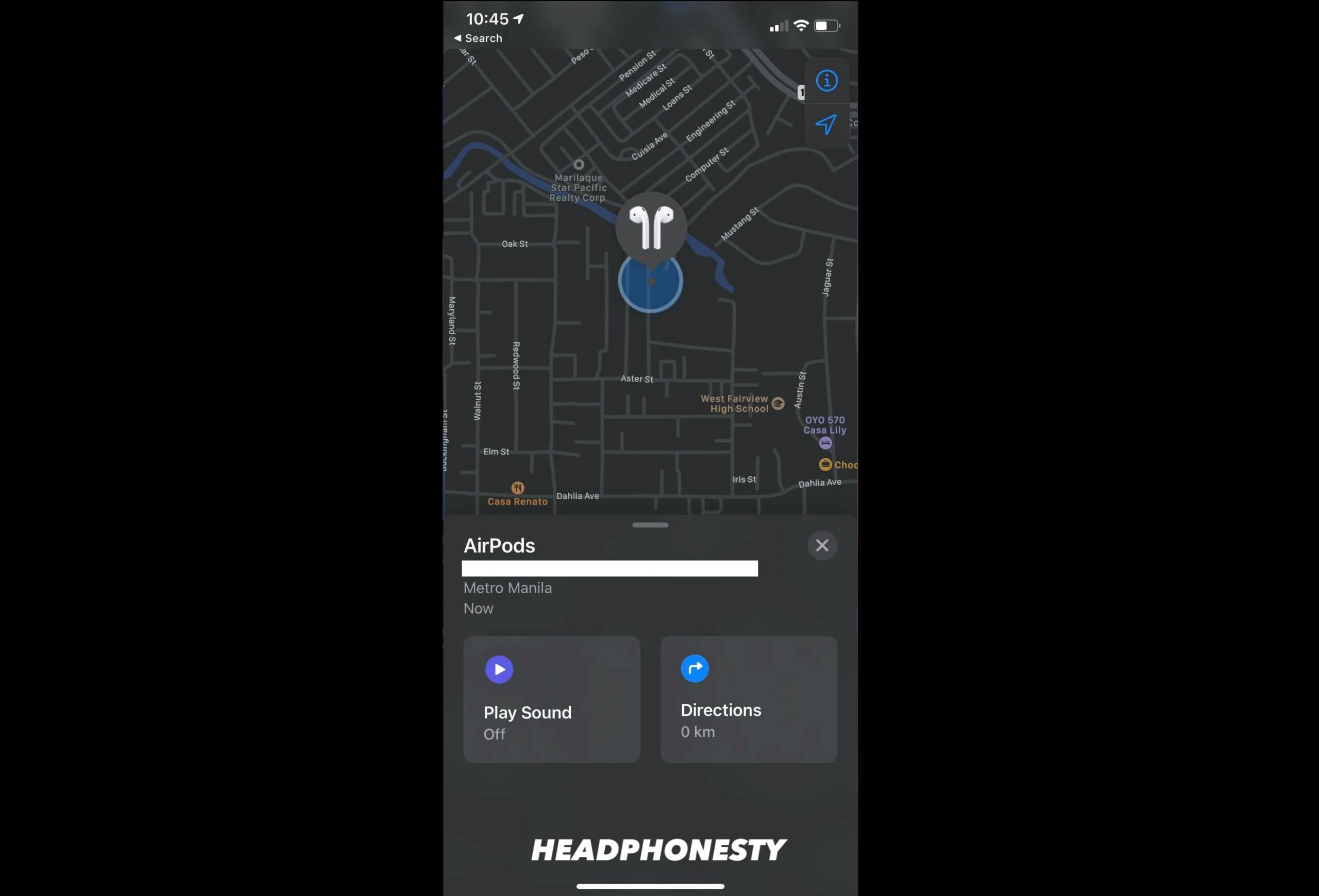 Features of the Find My app for original AirPods