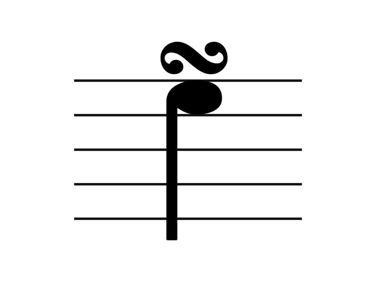Close look at gruppetto or turn musical symbol