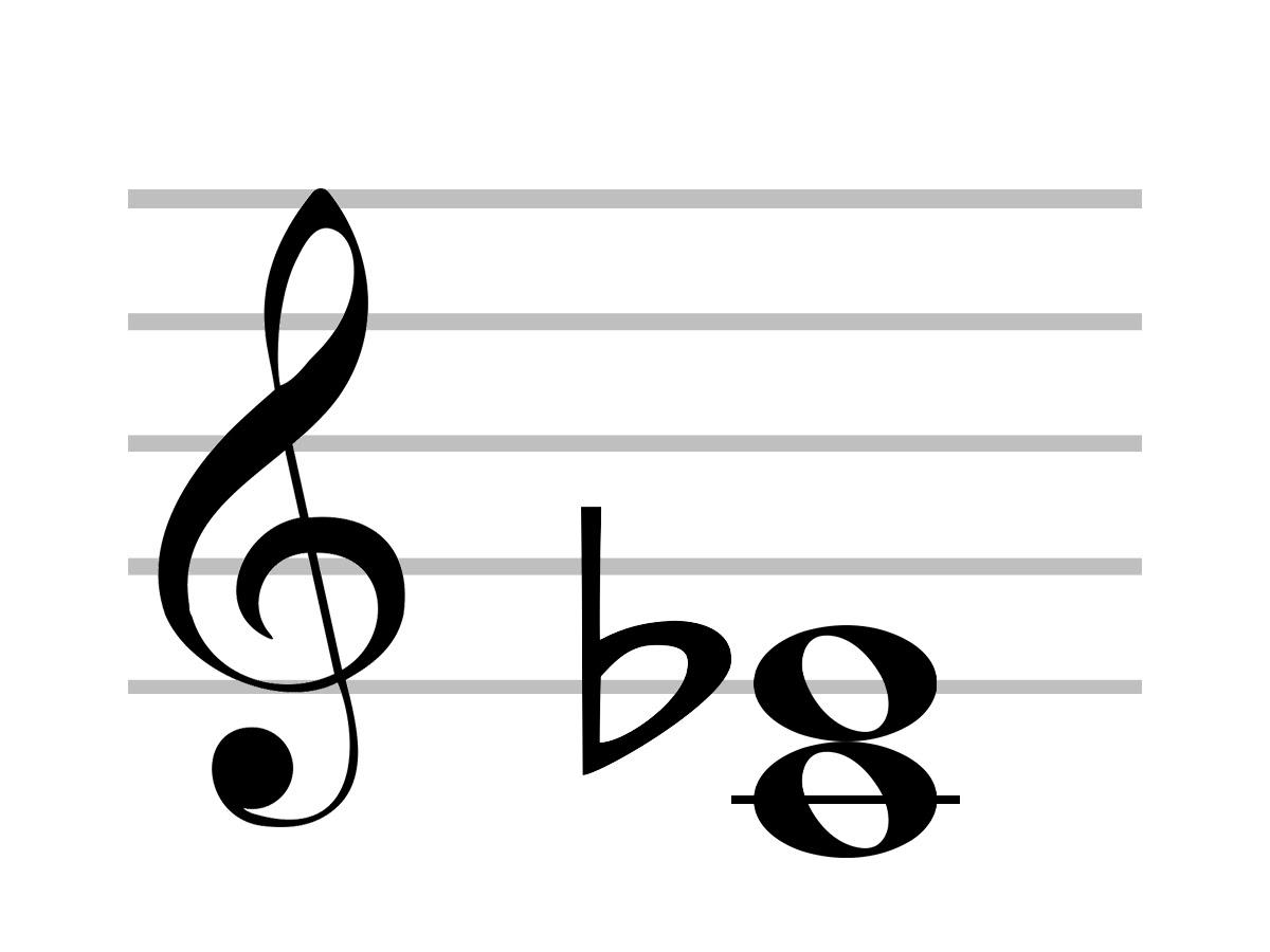 Close look at harmonic flat musical symbol