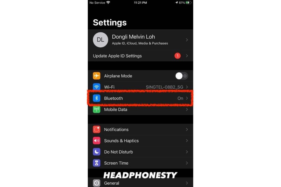 Access Settings and Bluetooth.