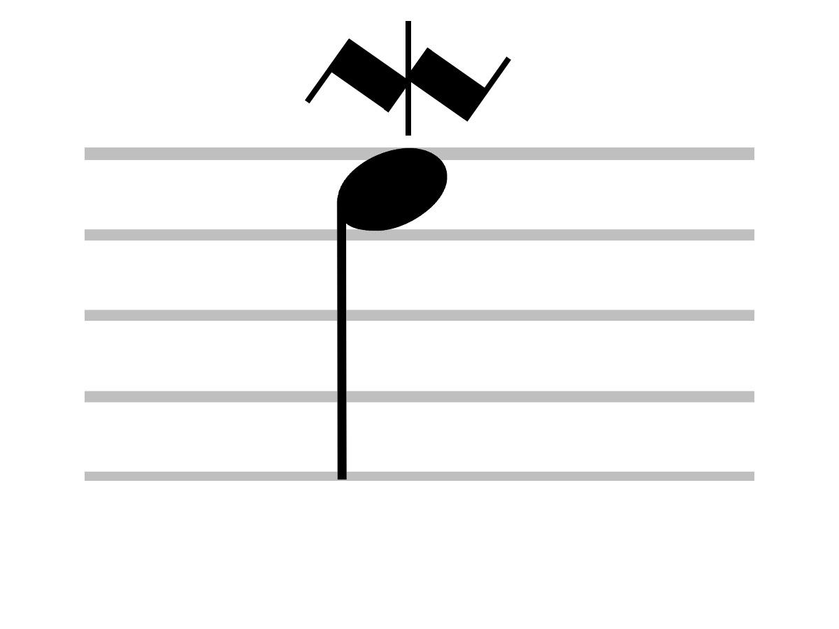 Close look at lower mordent musical symbol