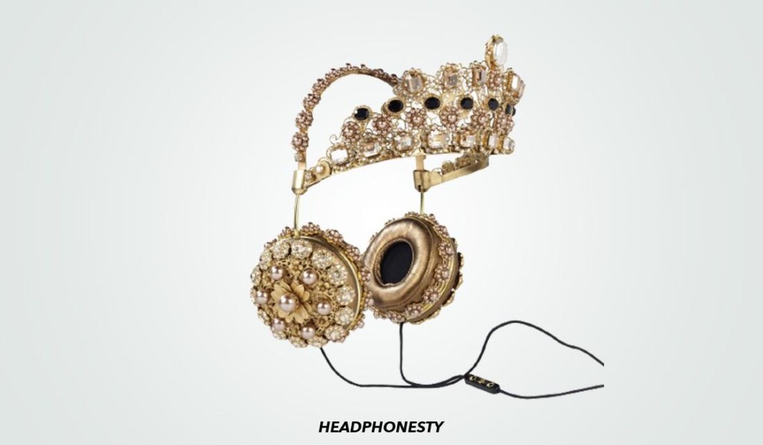 Napa leather Rhinestone Headphones With Crown
