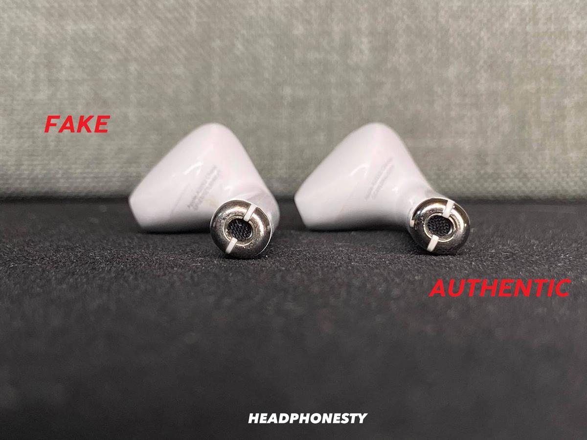 Difference between the bottom of original and fake AirPods