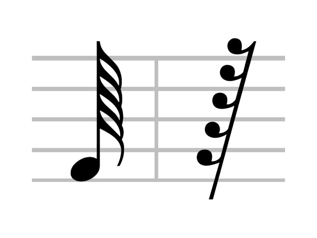 Close look at semihemidemisemiquaver musical symbol