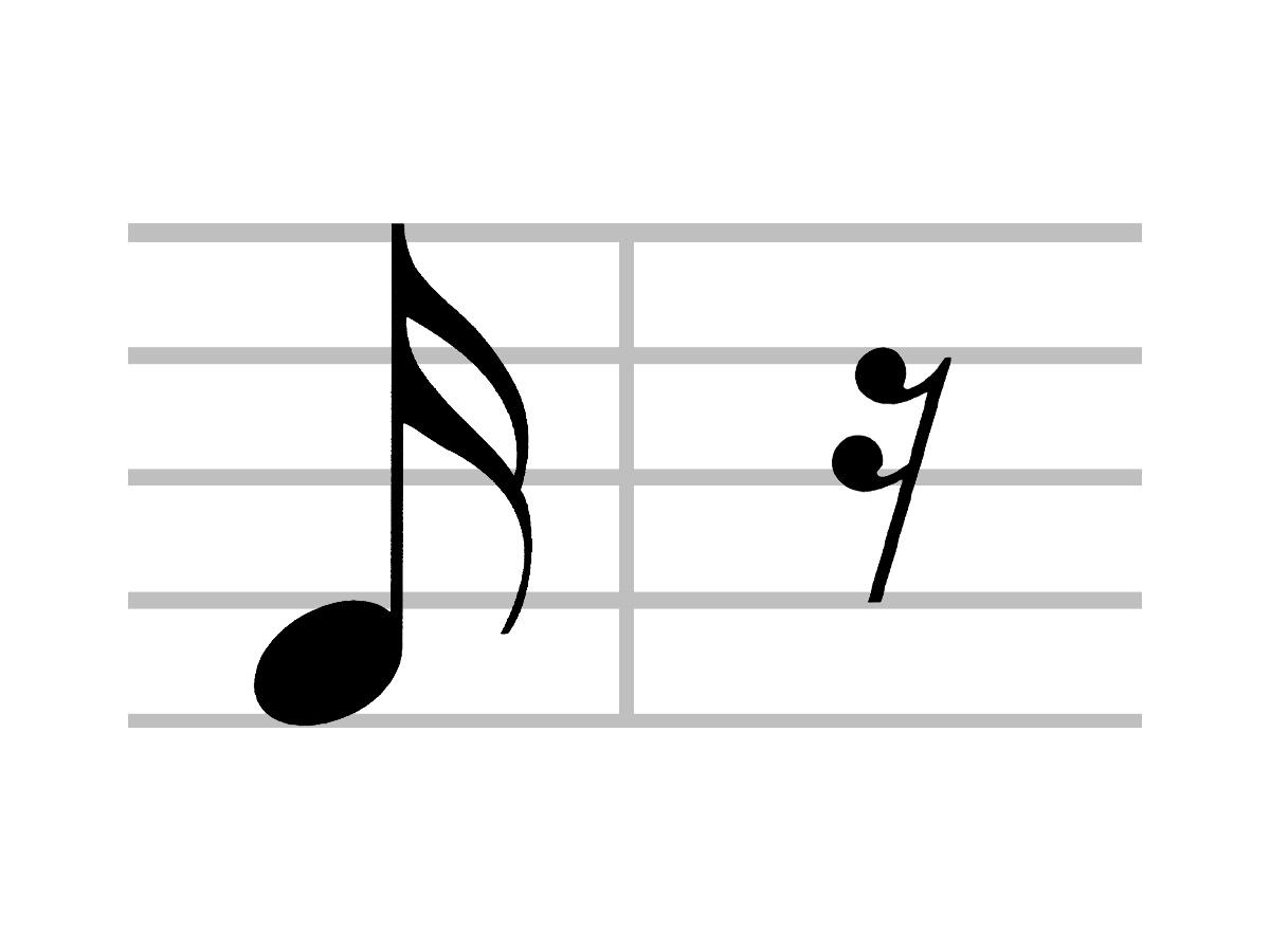 Close look at semiquaver or sixteenth note musical symbol