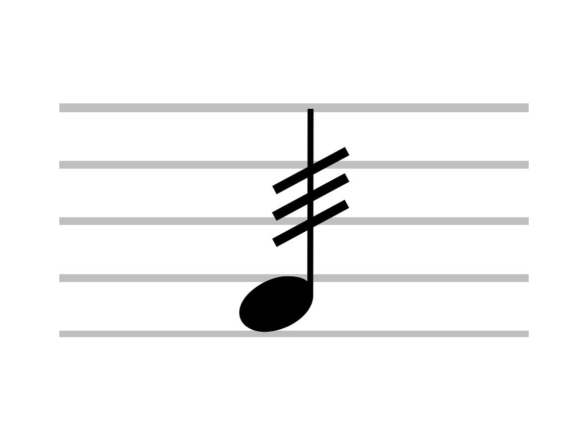 Close look at tremolo musical symbol