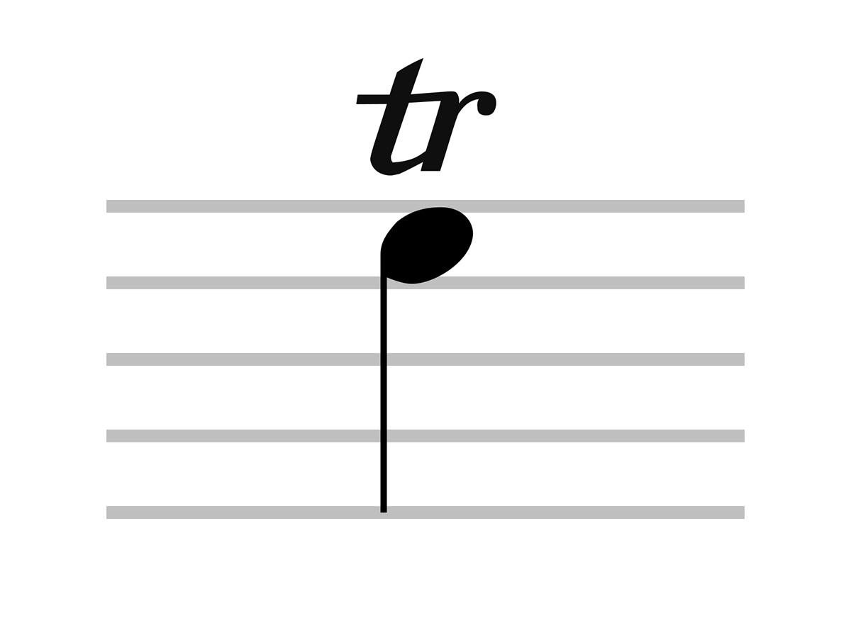 Close look at trill musical symbol