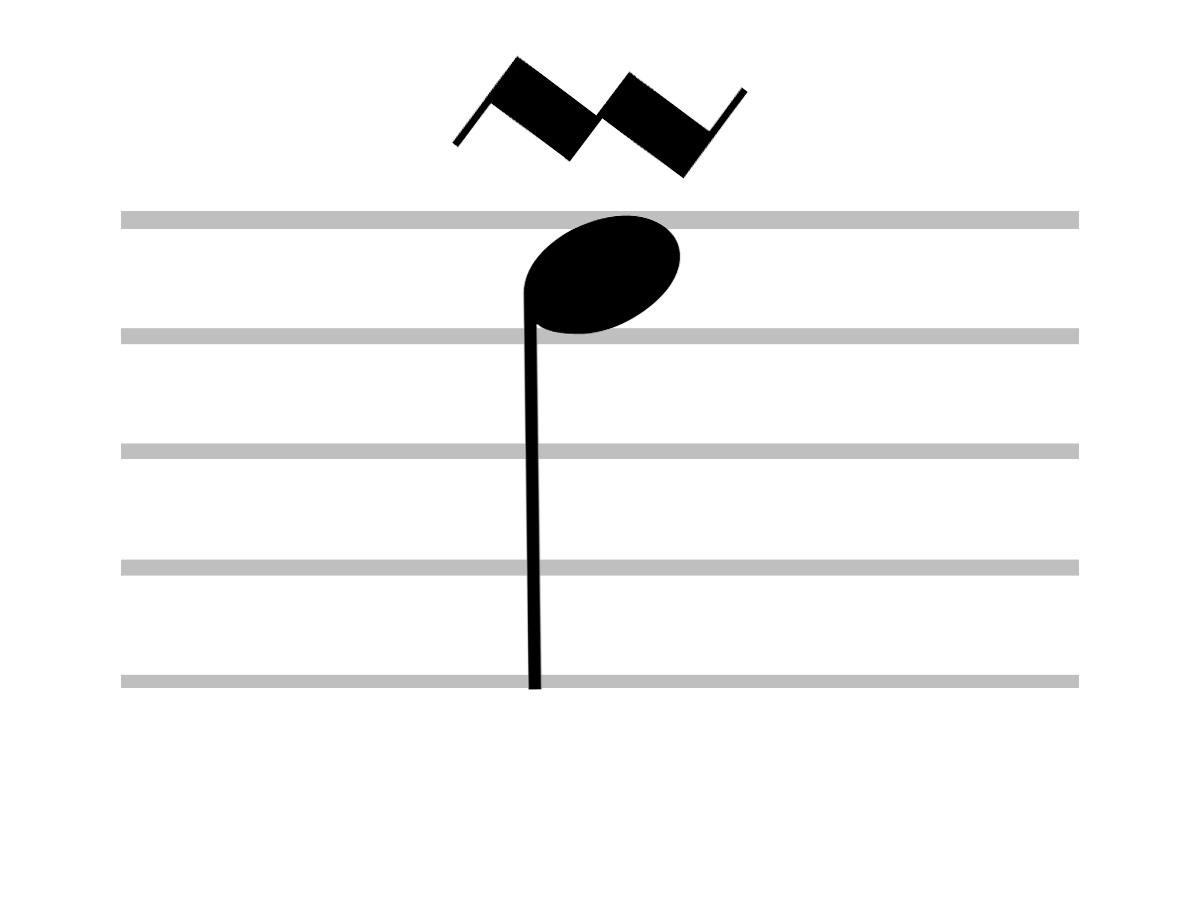 Close look at upper mordent musical symbol