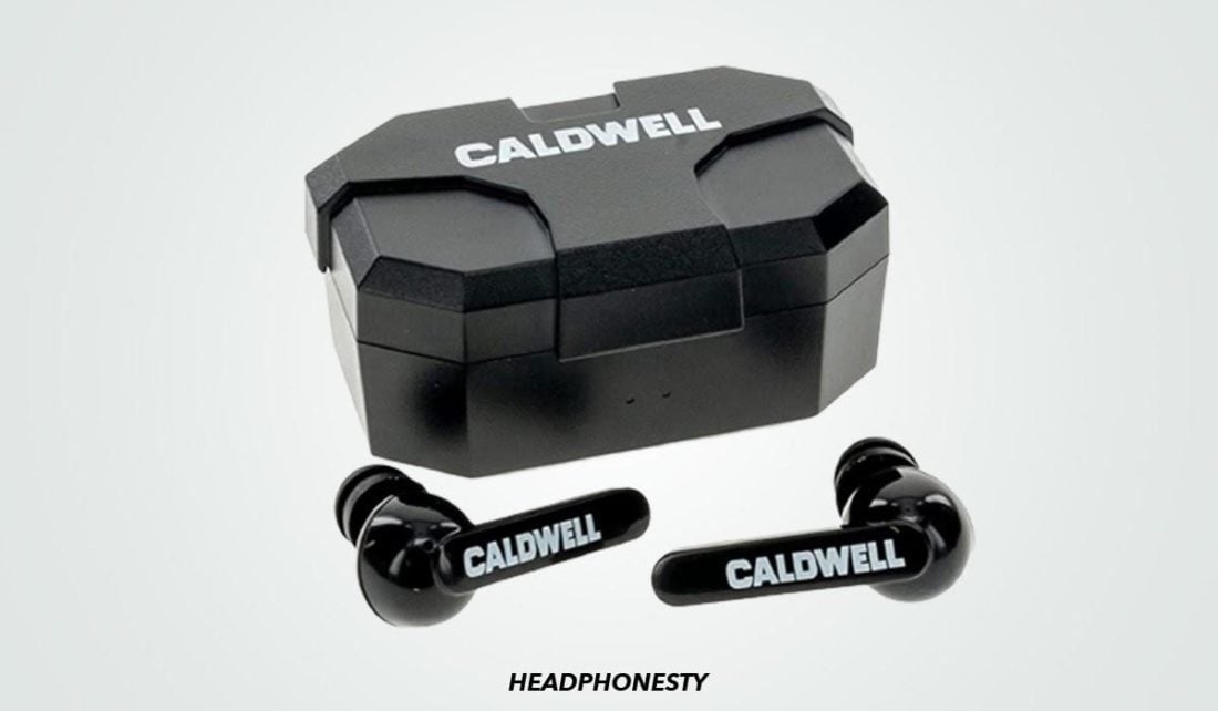 Bluetooth Caldwell E-MAX Shadows Pro Electronic Hearing Protection with Ambient Sound Amplification and Rechargeable Case for Target Shooting Range 