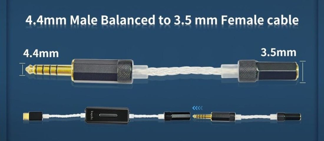 The E44 can use either the 4.4mm plug or the 3.5mm plug with the provided adapter. (Source: https://www.tempotec.net)