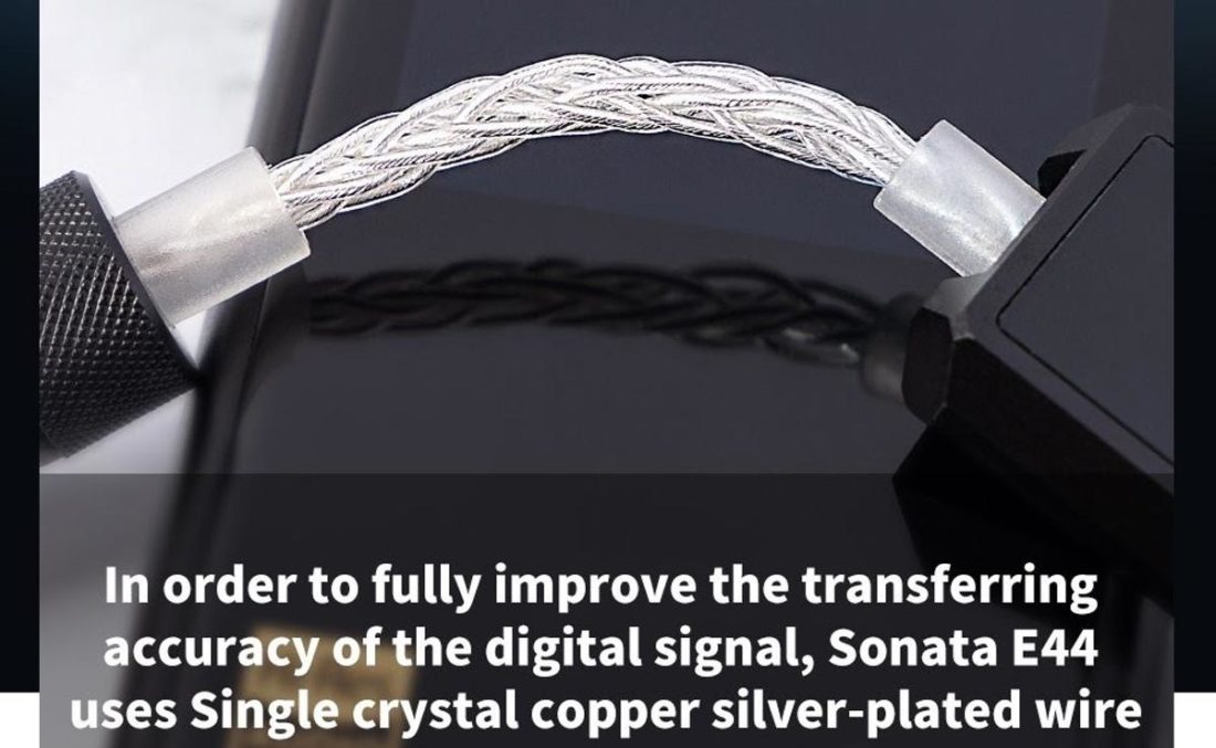 The E44 uses 8-core, single crystal copper silver-plated OCC wires. (Source: https://www.tempotec.net)