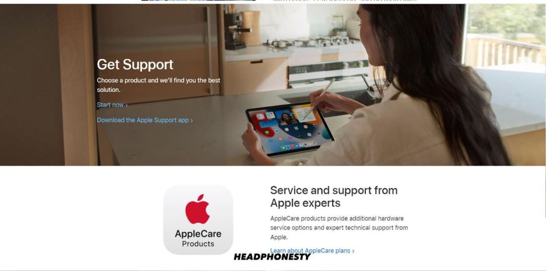 Apple Support landing page