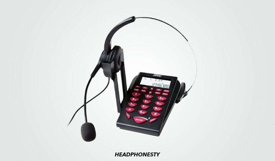 Close look at AGPtEK Corded Telephone Headset (From: Amazon)