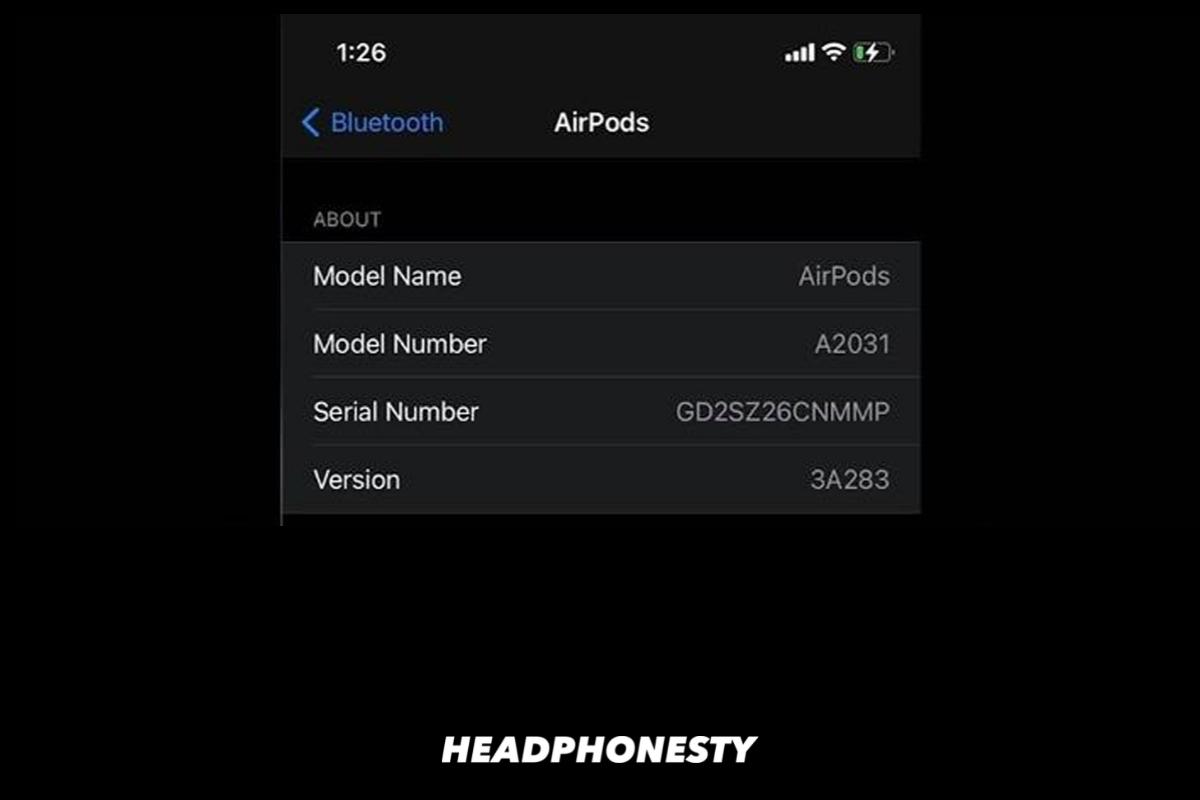 AirPods firmware version