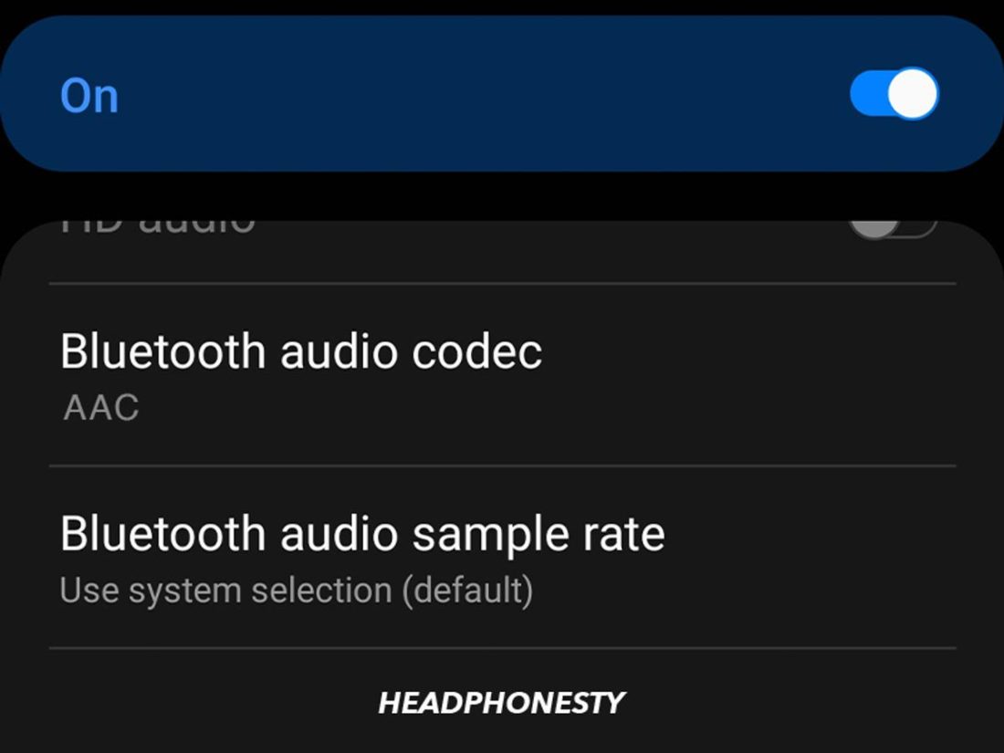 Bluetooth audio codec option