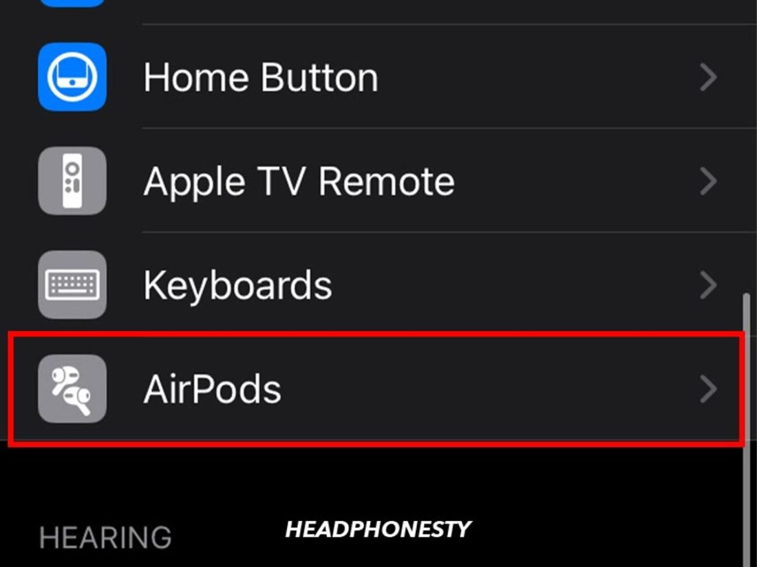 Choosing 'AirPods' option