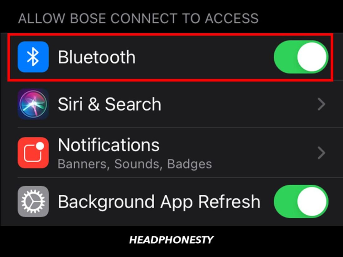 Enabling Bluetooth permission on Bose Connect
