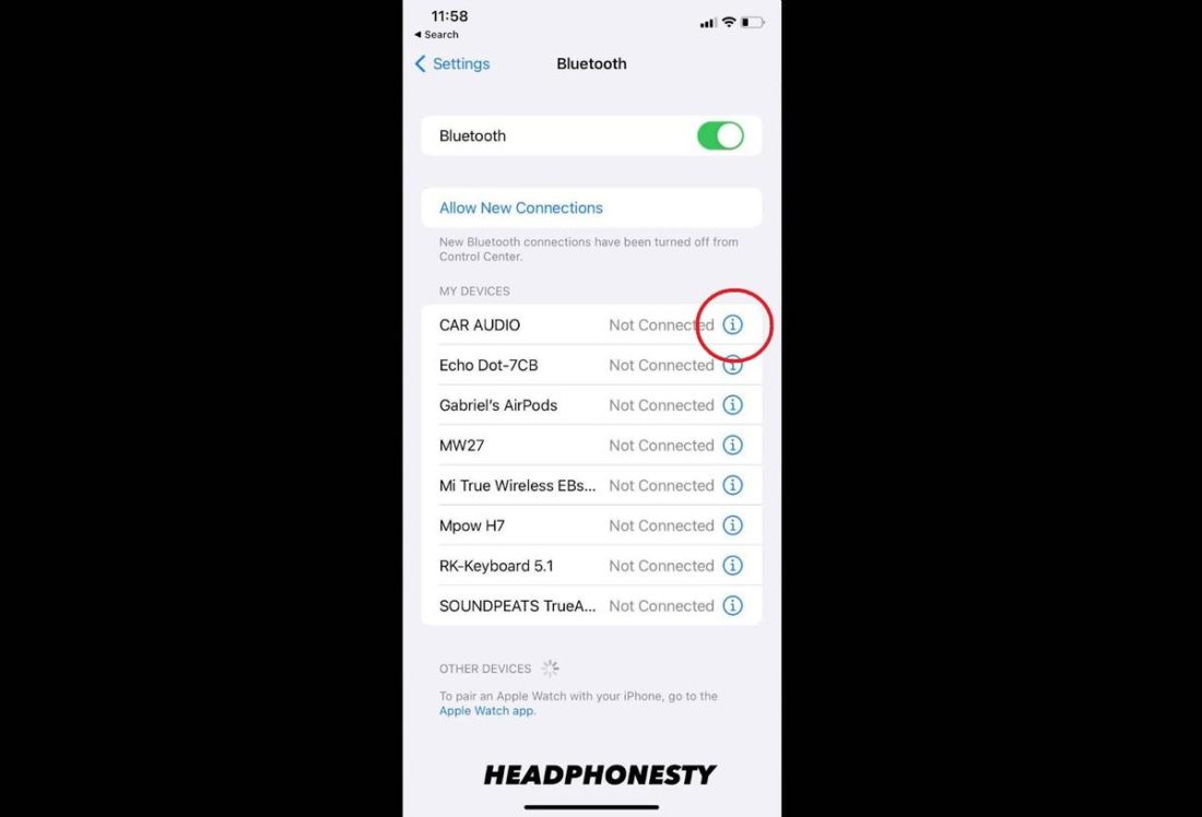 Bluetooth additional settings