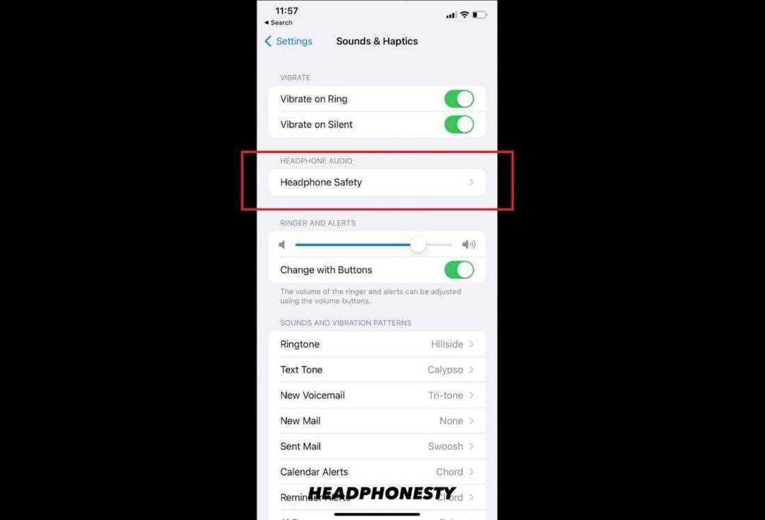 Pengaturan keamanan headphone di iOS