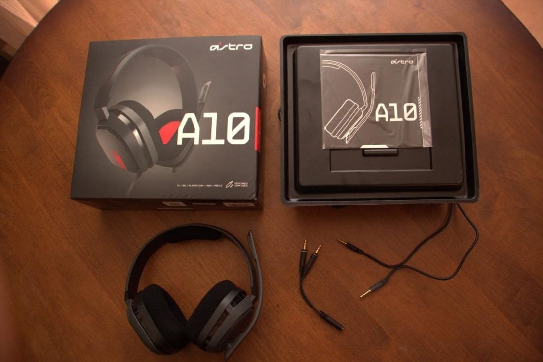 The Astro A10 Headset with very minimal accessories.