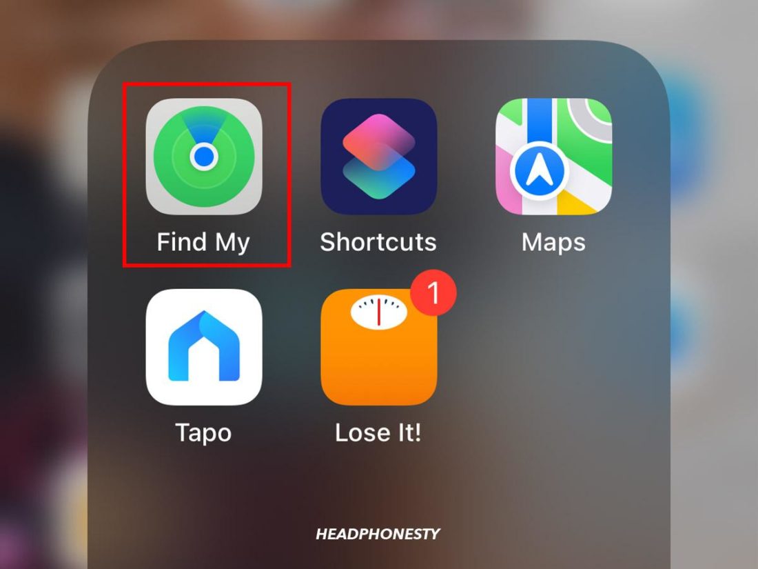 Selecting Find My App