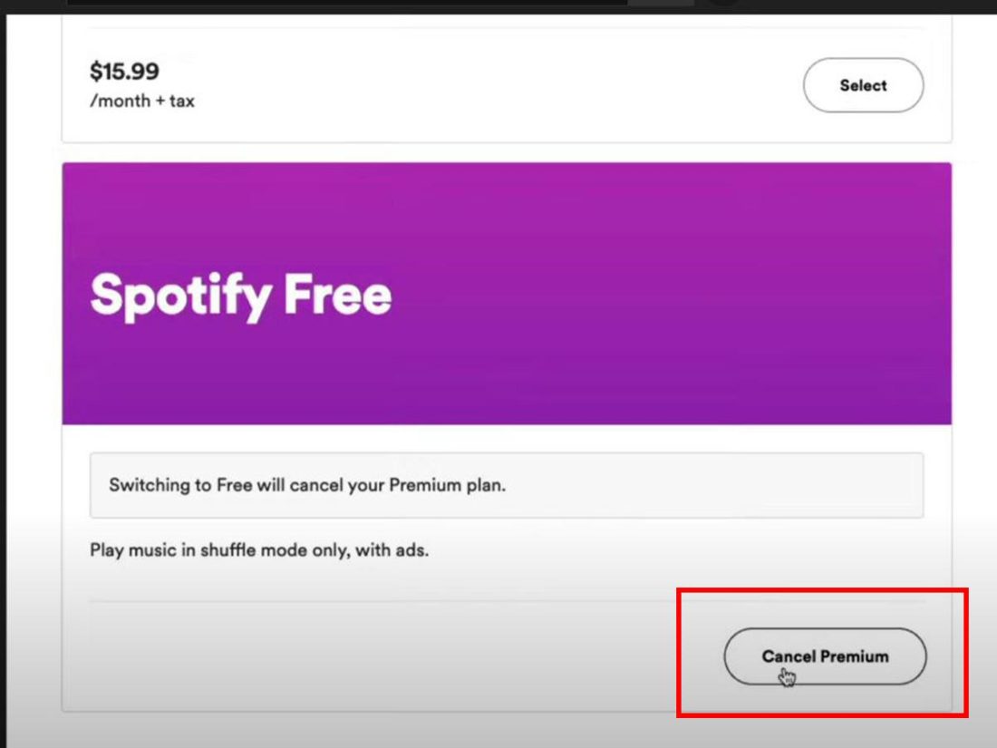 Cancelling Spotify Premium (From: Youtube/Dusty Porter)