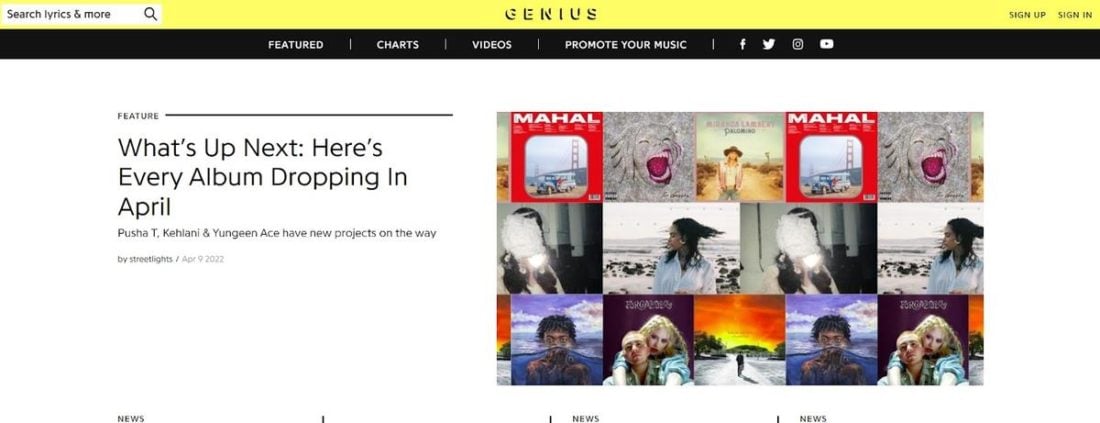 Genius website landing page