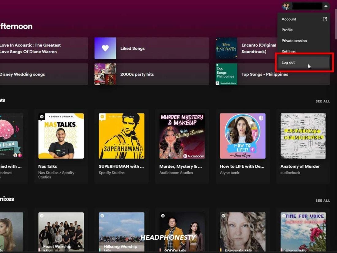 Keluar dari akun Spotify di aplikasi desktop
