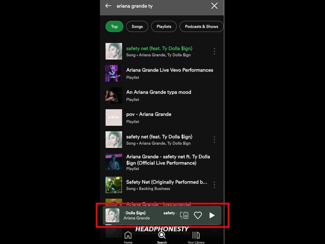 Spotify's 'Now Playing' bar on mobile app