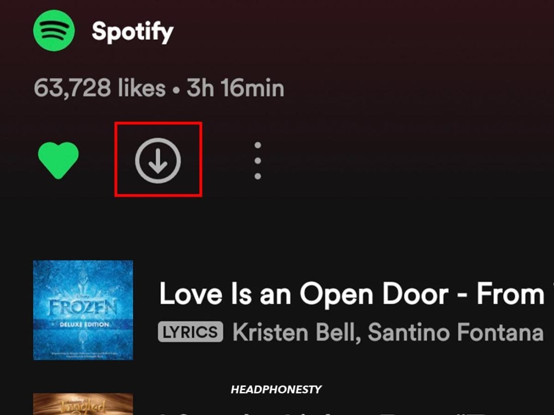 Spotify's download icon for playlists