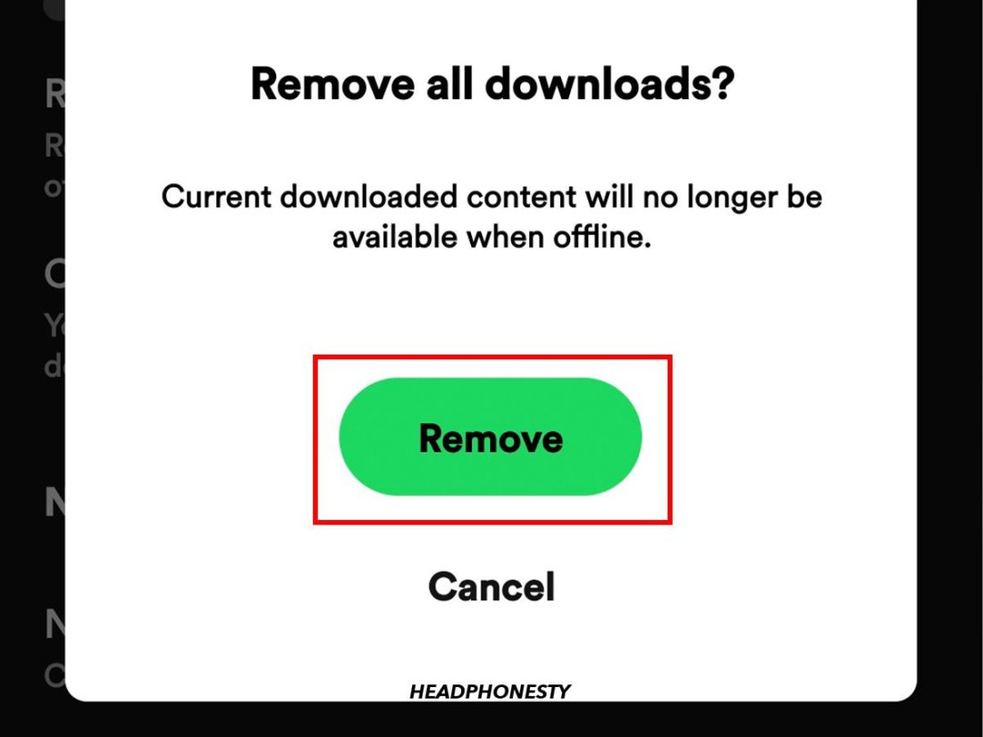 Confirming removal of all downloads