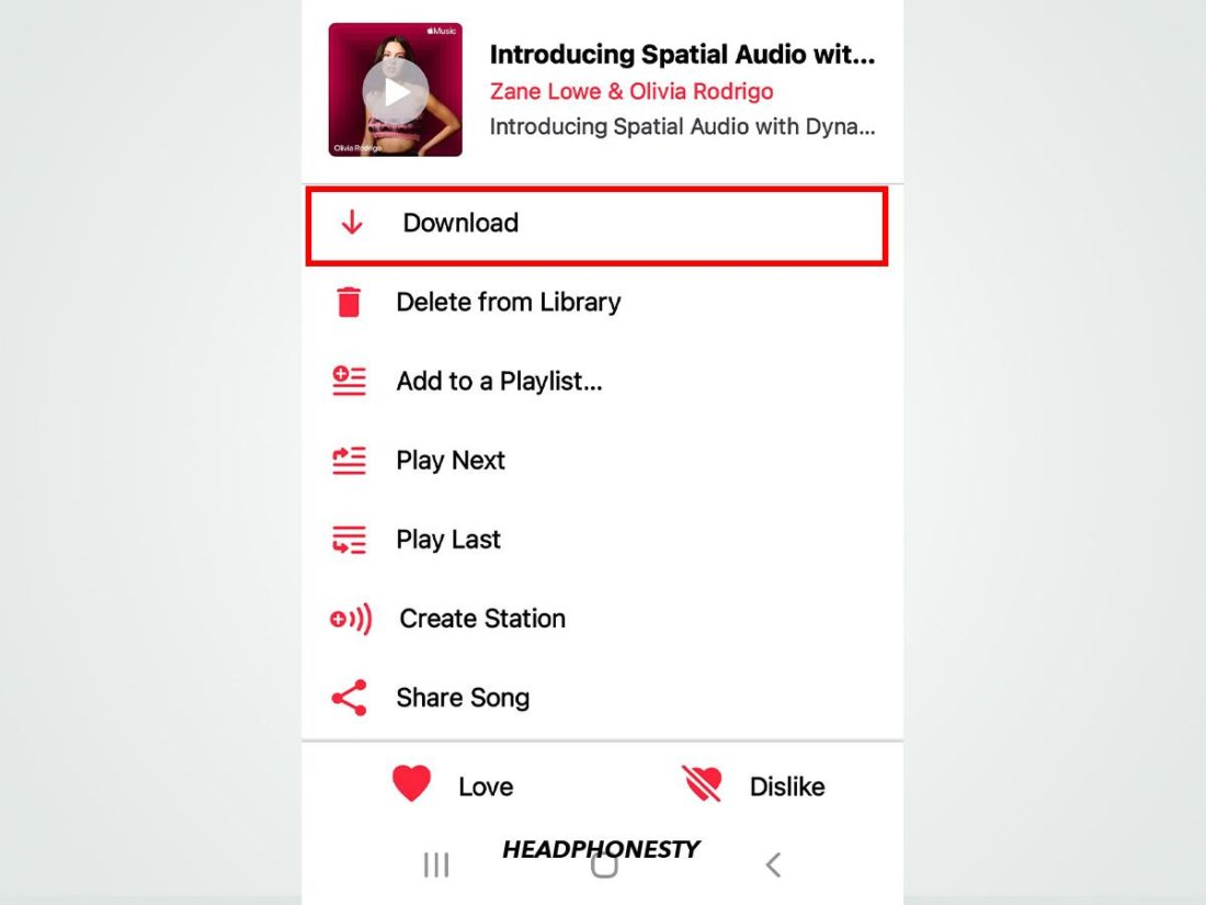 Downloading song in Apple Music on Android