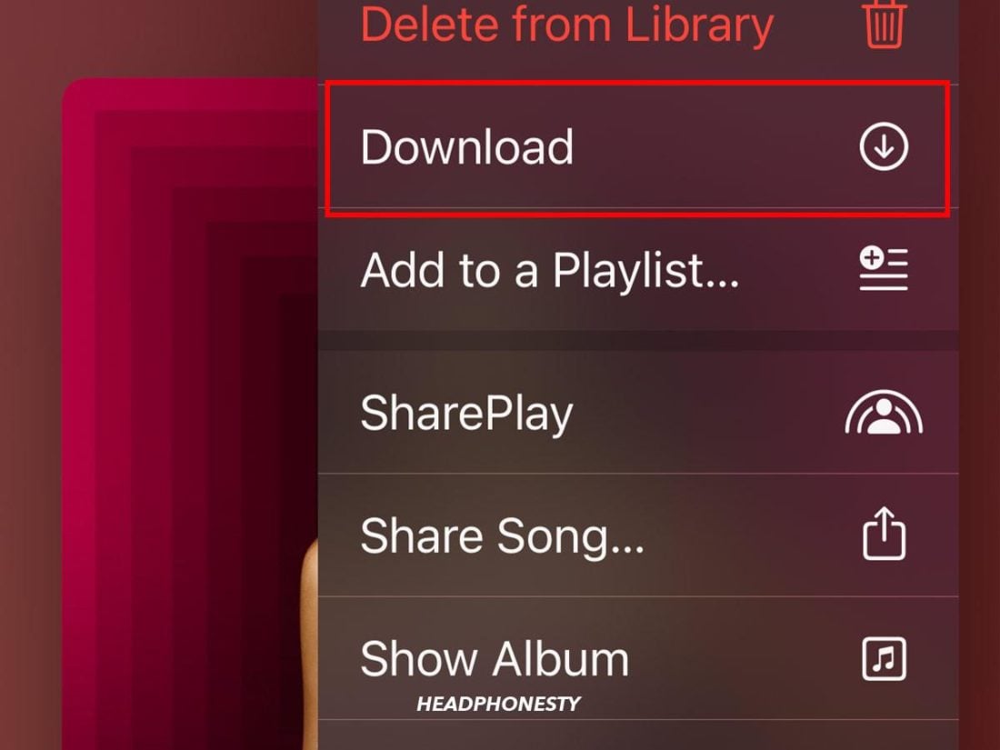 Downloading song in Apple Music on iPhone