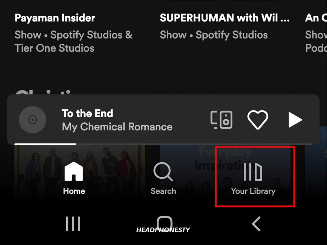 Pergi ke Perpustakaan Spotify di Android