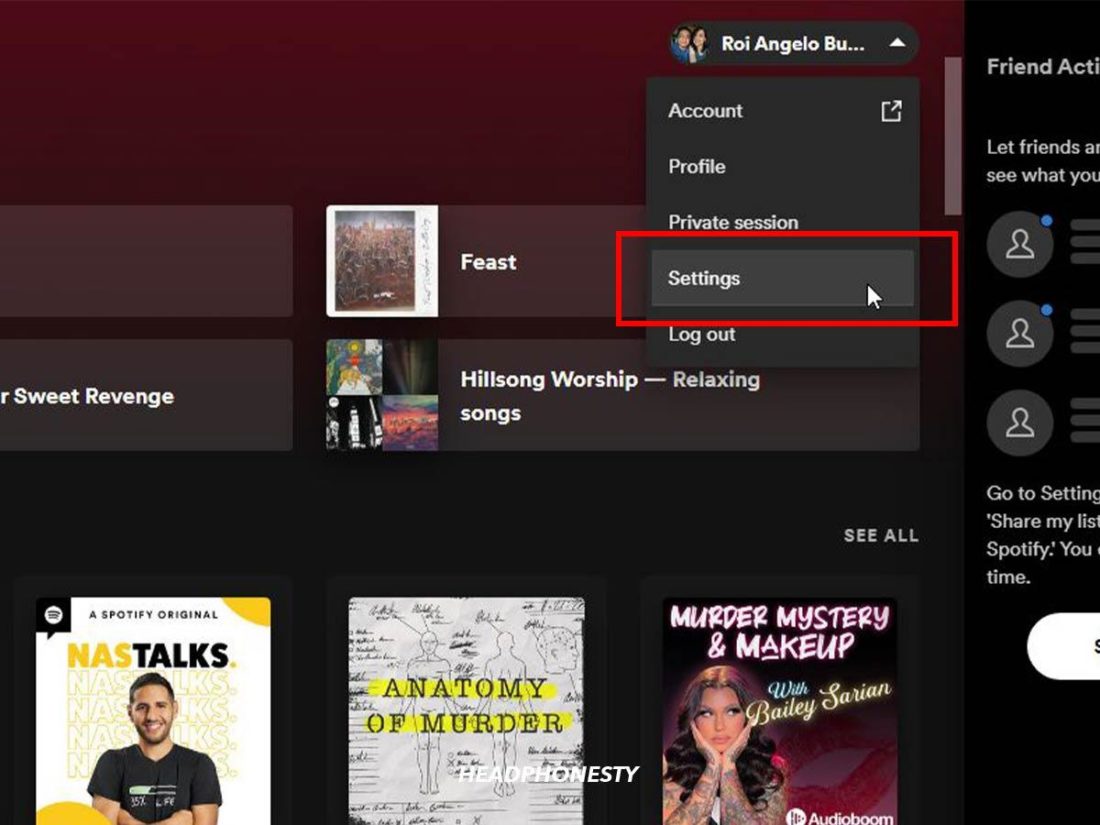 Pergi ke Pengaturan Desktop Spotify