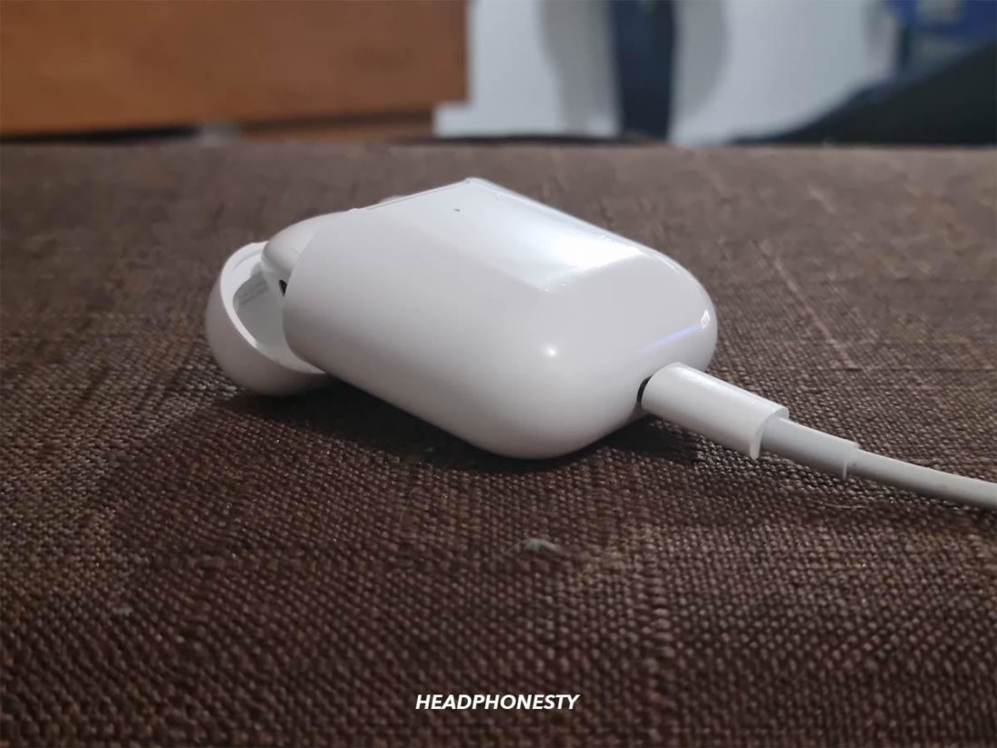 Plugging the AirPods case