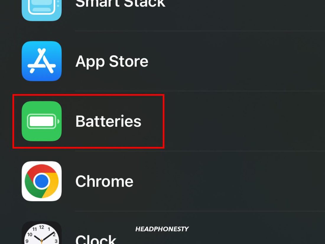 Selecting Batteries widget