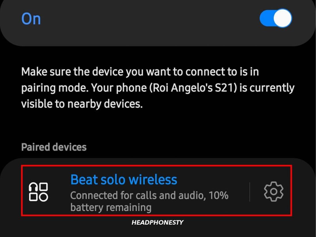 Successfully connected Beats headphones on Android