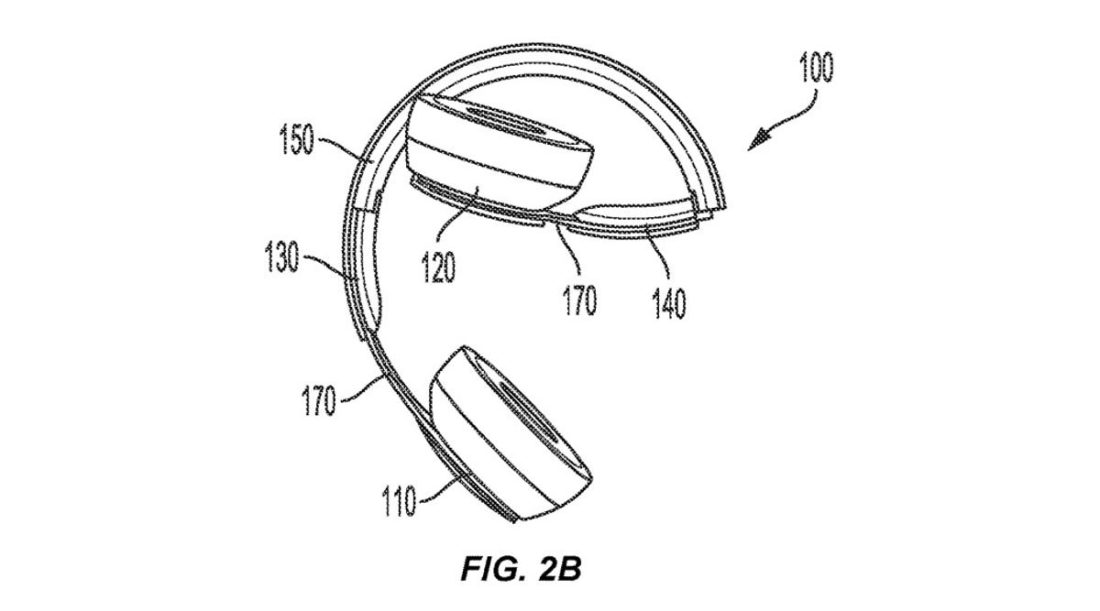 Headphones in standby position. (from: Patent US11317187B2, Smiechowski & Santana)