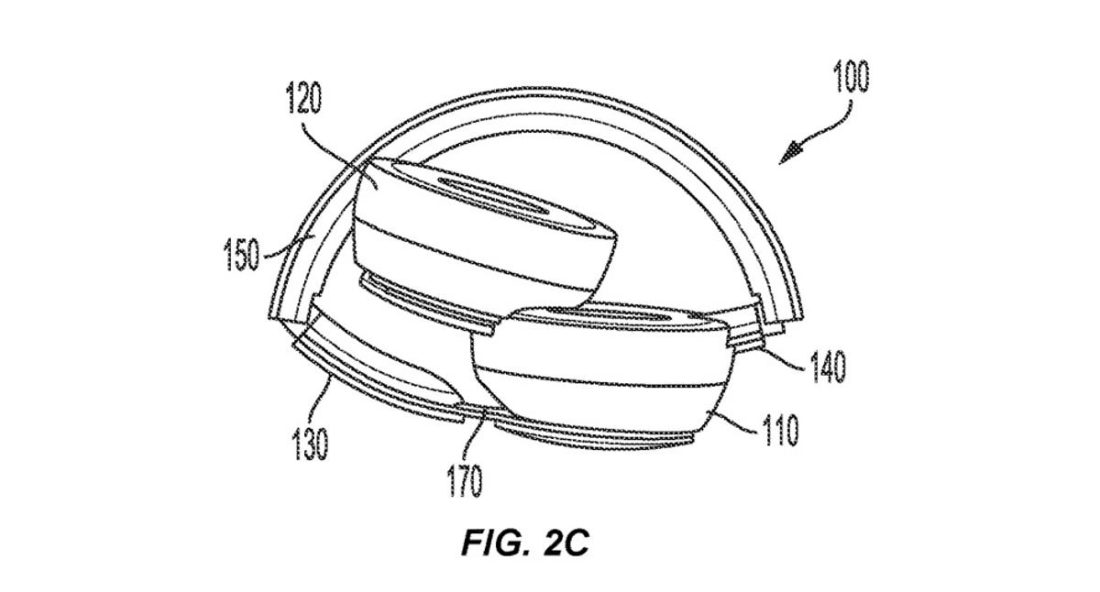 Headphones in a completely folded state. (from: Patent US11317187B2, Smiechowski & Santana)